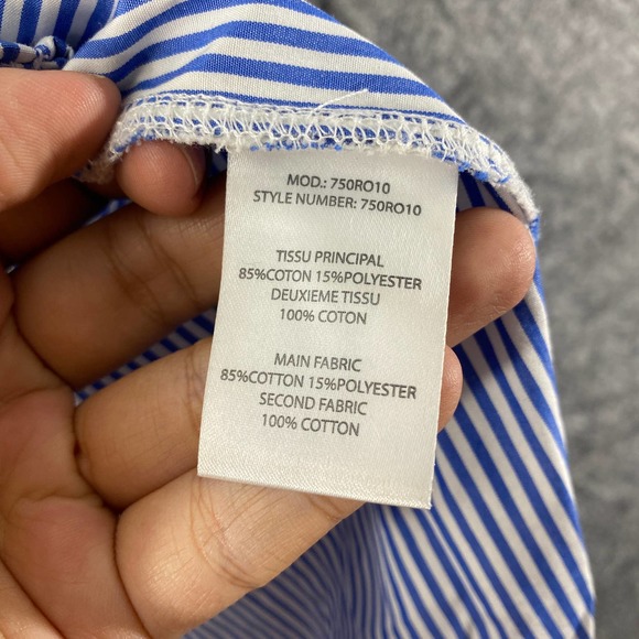 Carvin Dress Large Blue Striped Asymmetric Sleeveless A-Line Preppy - Picture 11 of 12